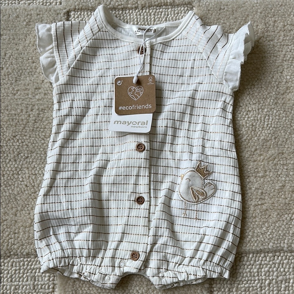 Mayoral Baby Romper with Bird Embroidery
